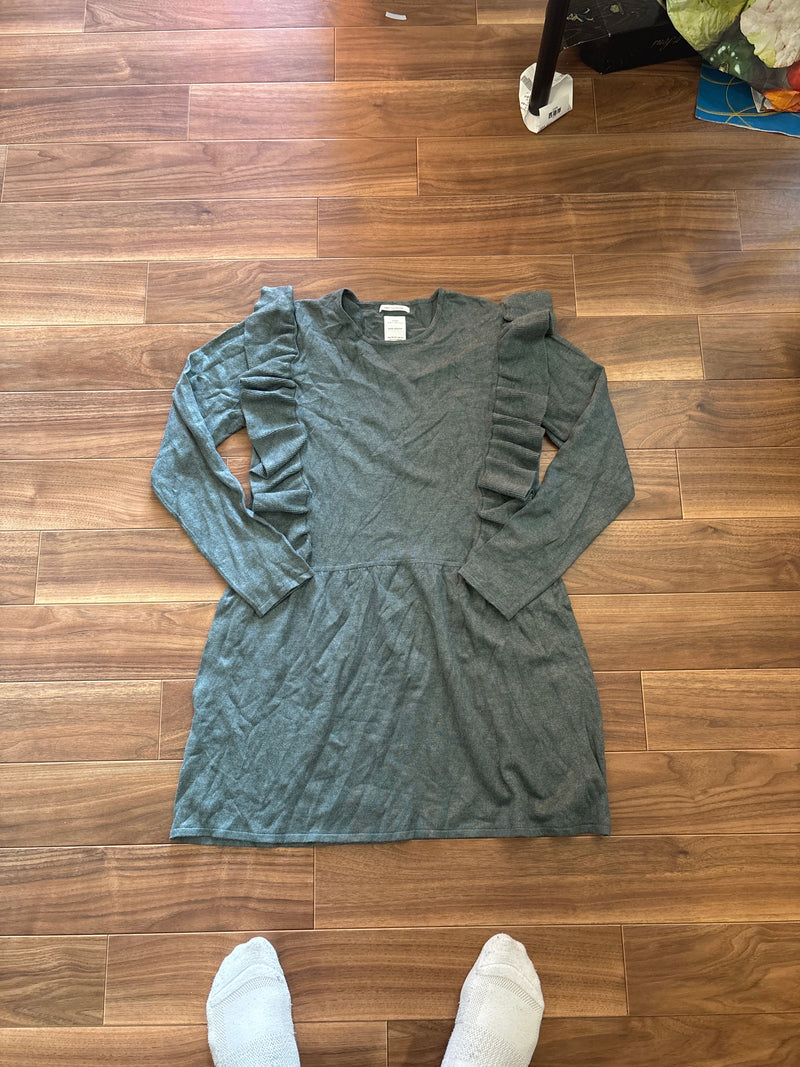 ZARA ザラ フリル ニット ワンピース グレー レディースS-M