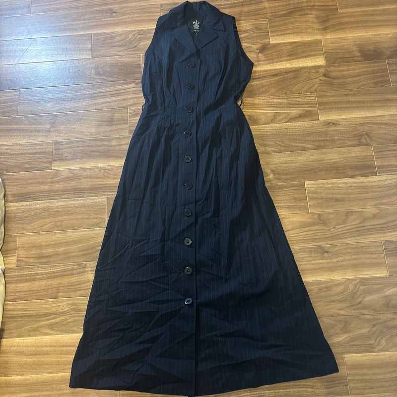 wb MOGA シャツワンピース ロング ノースリーブ ネイビー 綿100%