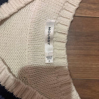 MOUSSY ライン入り Vネック ニットベスト 白 F チルデンニット