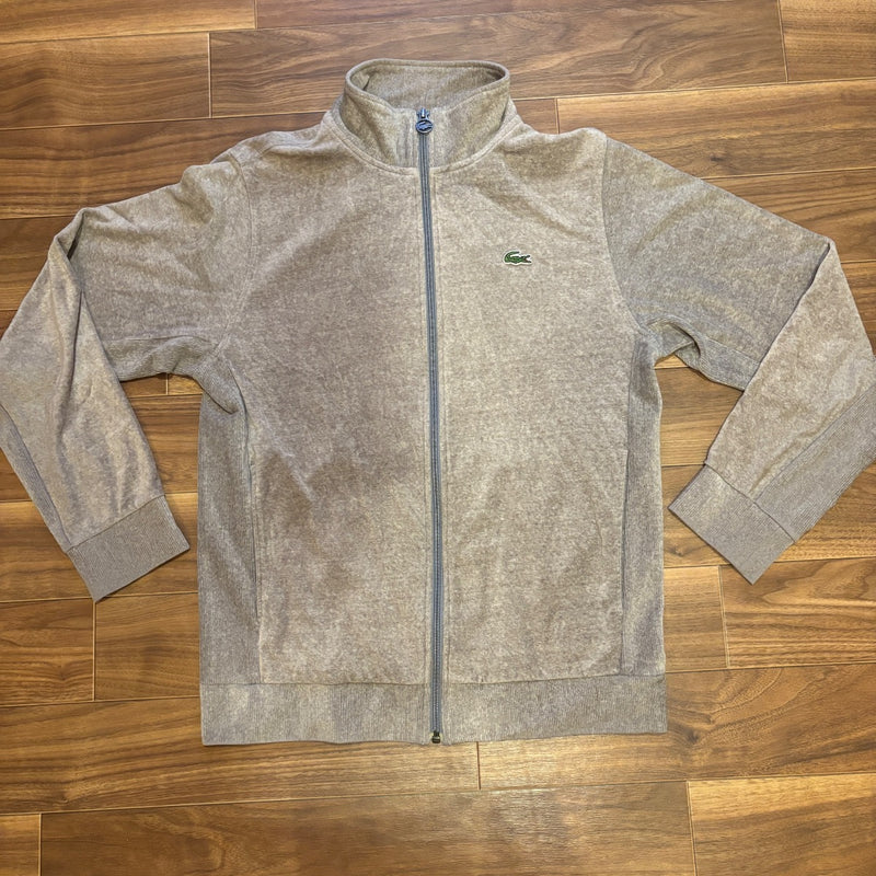 LACOSTE ラコステ ベロア トラックジャケット グレー S ワニロゴ