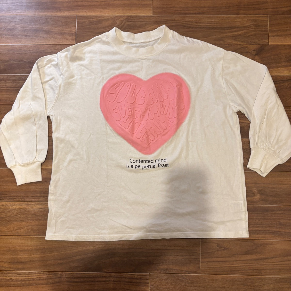 GRL グレイル 長袖Tシャツ ホワイト F 立体ハートプリント オーバーサイズ
