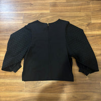 SHIPS シップス 長袖カットソー 黒 M ボリュームスリーブ レース袖