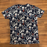 グラニフ graniph 総柄 Tシャツ ネイビー M スケートボード