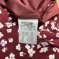 any SiS エニィスィス 花柄 長袖 ワンピース ボルドー L リボン