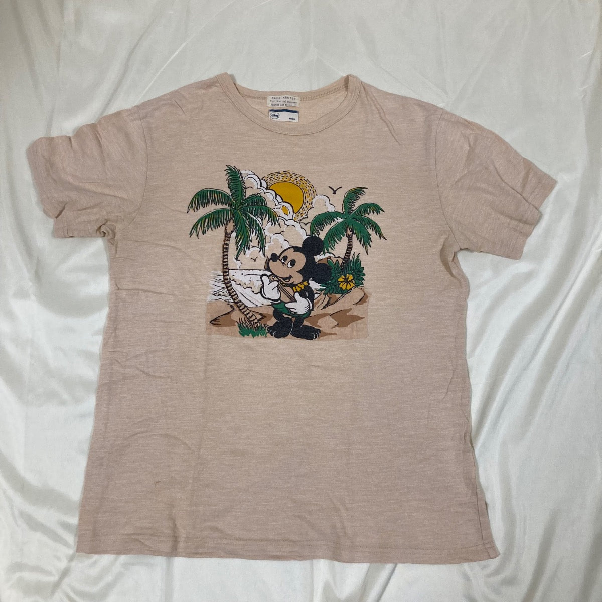 BACK NUMBER Disney Tシャツ ベージュ M ミッキー アロハ