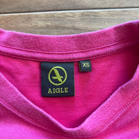 AIGLE Tシャツ ピンク XS イルカプリント ソフィスタ混 日本製