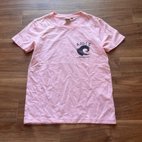 AIGLE エーグル 半袖Tシャツ ピンク XS バックプリント 波ロゴ