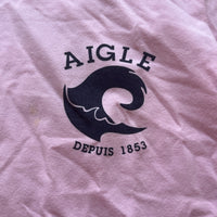 AIGLE エーグル 半袖Tシャツ ピンク XS バックプリント 波ロゴ