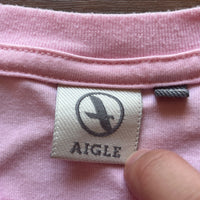 AIGLE エーグル 半袖Tシャツ ピンク XS バックプリント 波ロゴ
