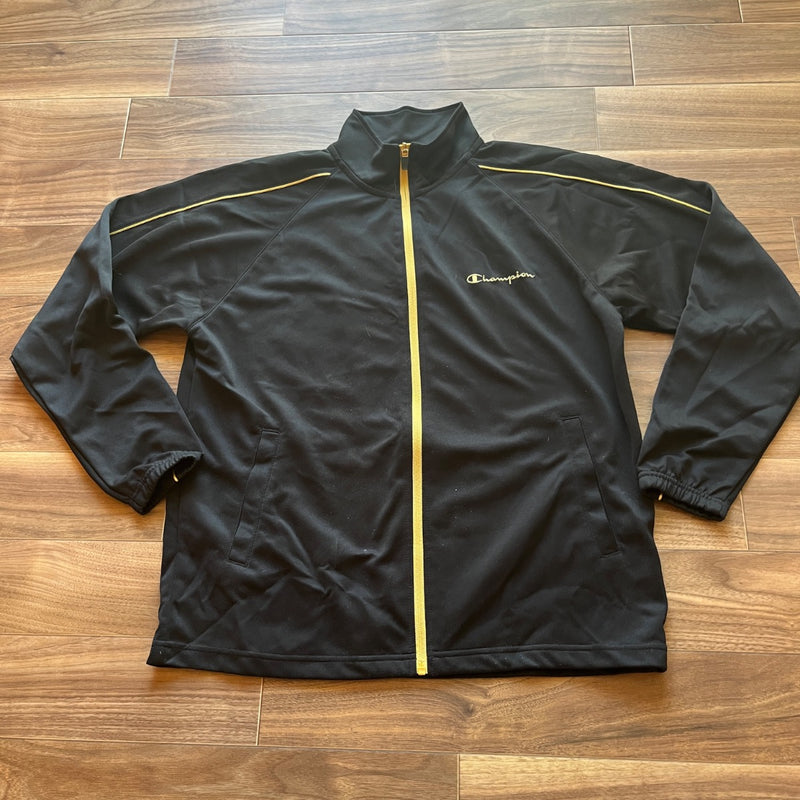Champion チャンピオン トラックジャケット 黒 M ゴールドライン