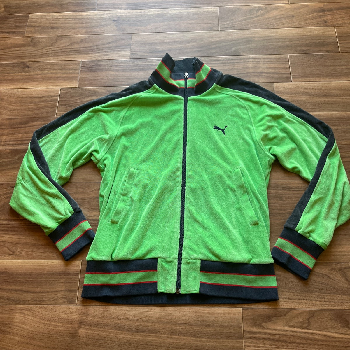 PUMA プーマ トラックジャケット グリーン M パイル地 Y2K 日本製