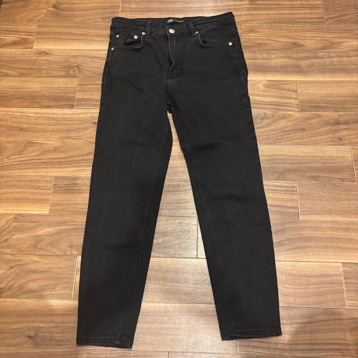ZARA ザラ デニムパンツ ジーンズ ブラック L テーパード クロップド