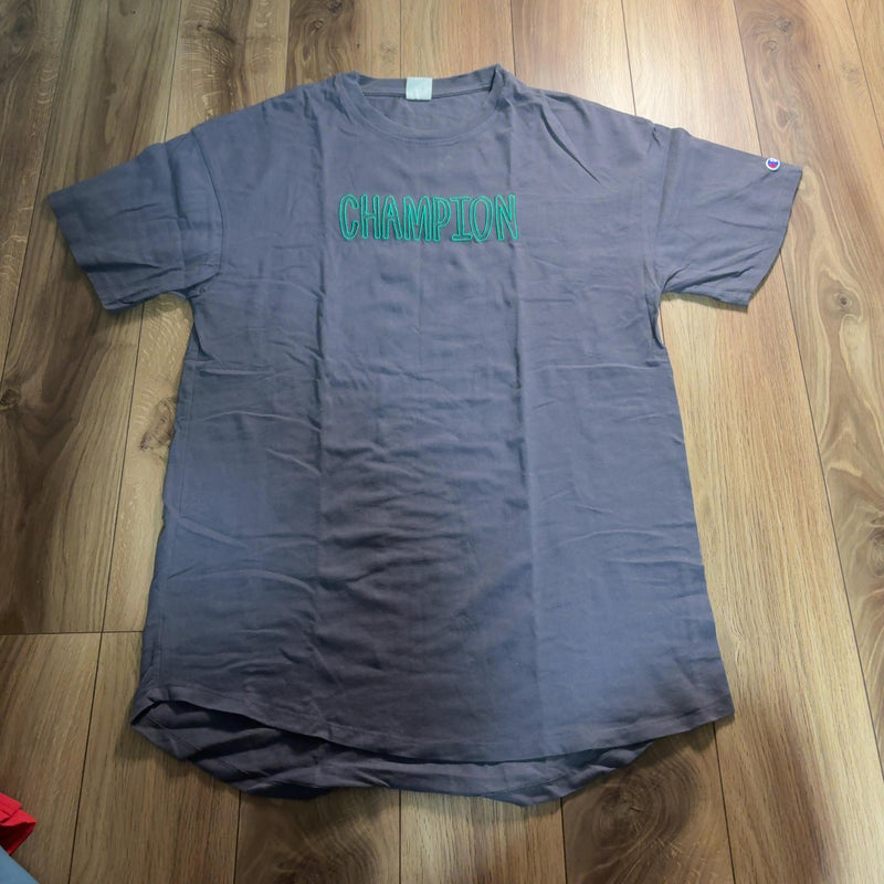 Champion Tシャツ グレー L フロントロゴ刺繍