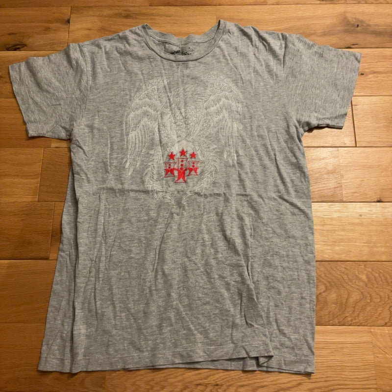 Draven Tシャツ グレー M イーグルプリント バックステッチ