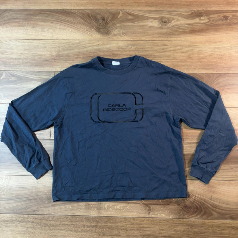 Champion 長袖Tシャツ ネイビー F フロント刺繍ロゴ
