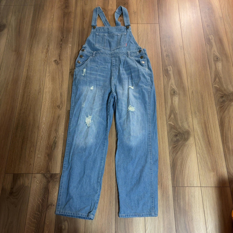 M.I.H.C. デニムオーバーオール ブルー 3L ダメージ加工