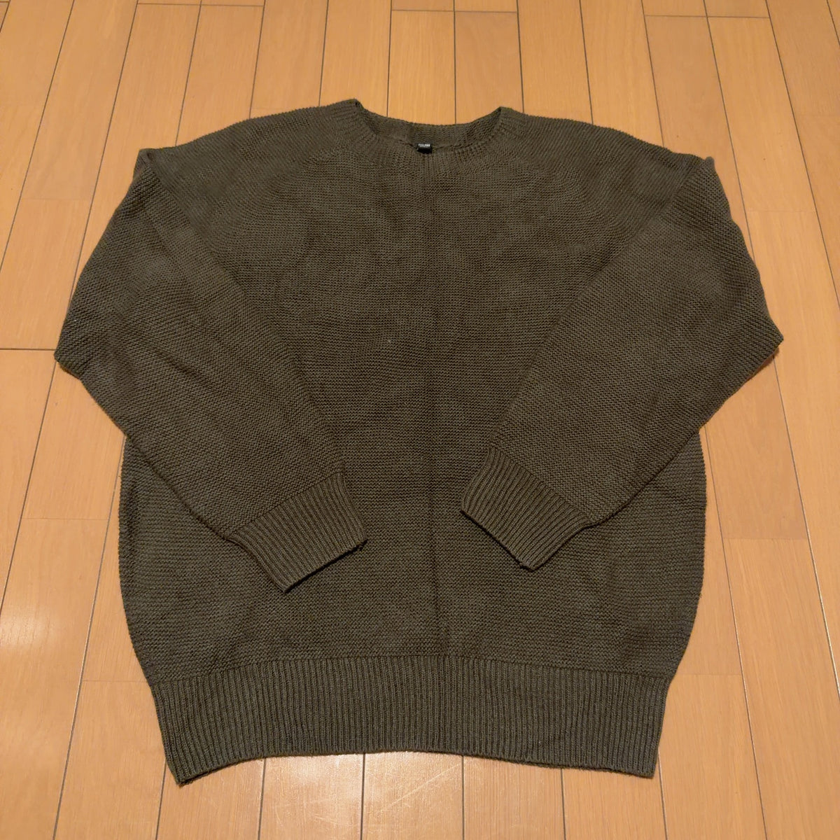 UNIQLO ウォッシャブル3Dクルーネックセーター カーキ M 3Dニット