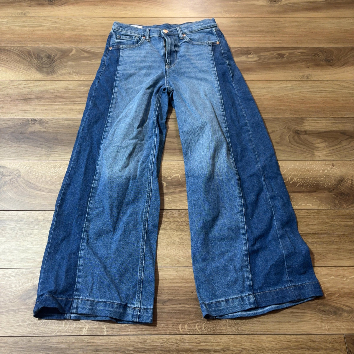 GAP デニムパンツ ブルー M ハイライズ ワイド サイド切り替え