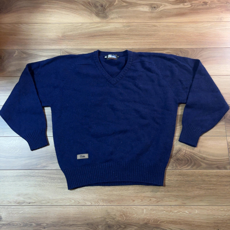 FIRST DOWN ニット ネイビー 2XL Vネック ウール