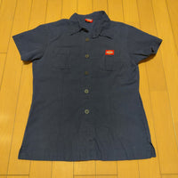 Dickies ディッキーズ 半袖 ワークシャツ ネイビー レディース S ロゴワッペン