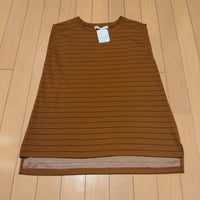 alicia PAGEBOY ボーダーノースリーブカットソー 茶 F 新品