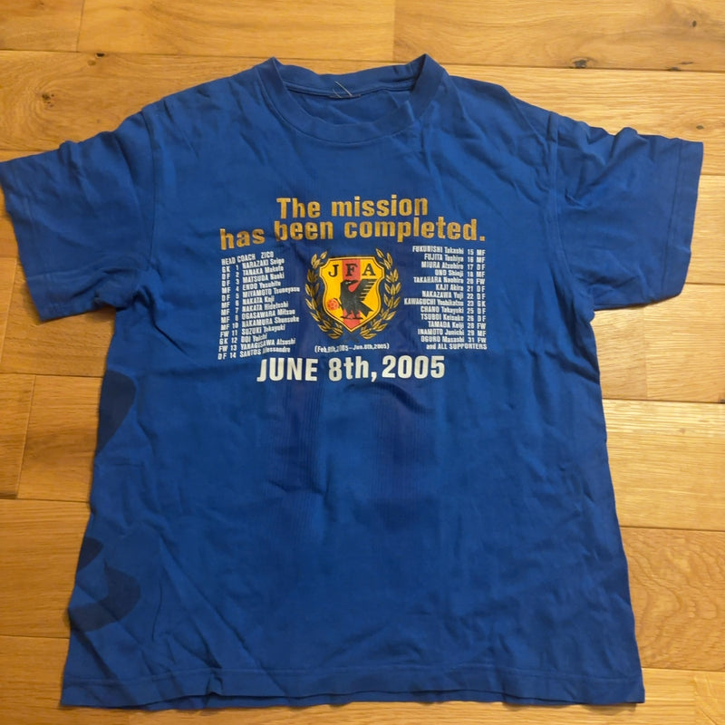 サッカー日本代表 2005 W杯出場記念 Tシャツ 青 S ジーコジャパン