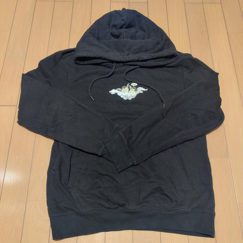H&M 天使グラフィックプリント スウェットパーカー ブラック XS