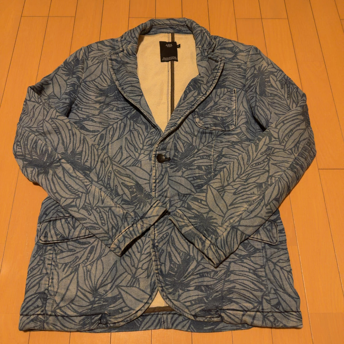 AZUL by moussy ボタニカル柄 テーラードジャケット ブルー M