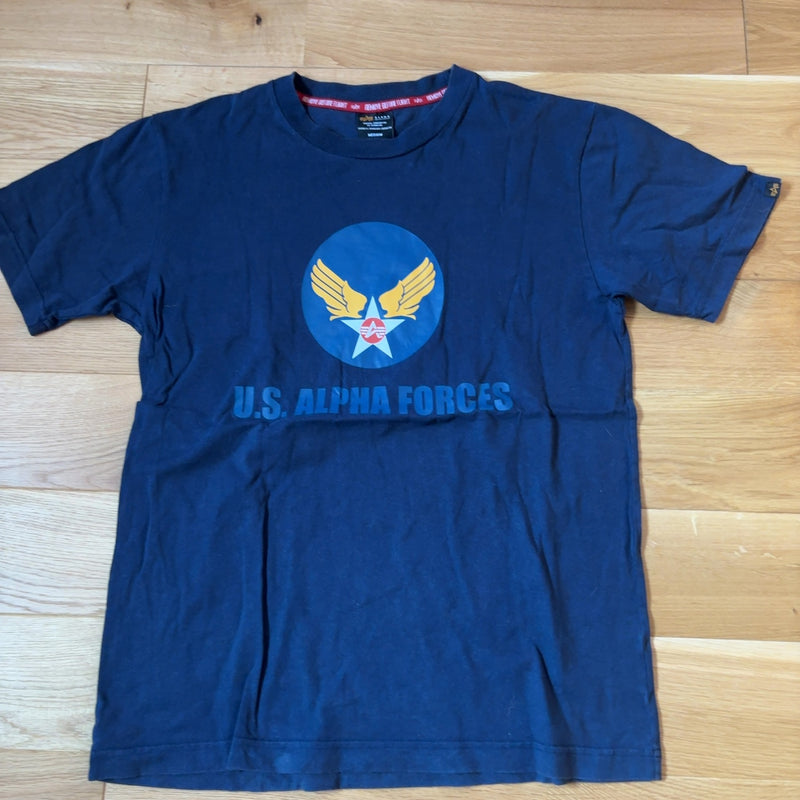 ALPHA INDUSTRIES Tシャツ ネイビー M ミリタリー ロゴ