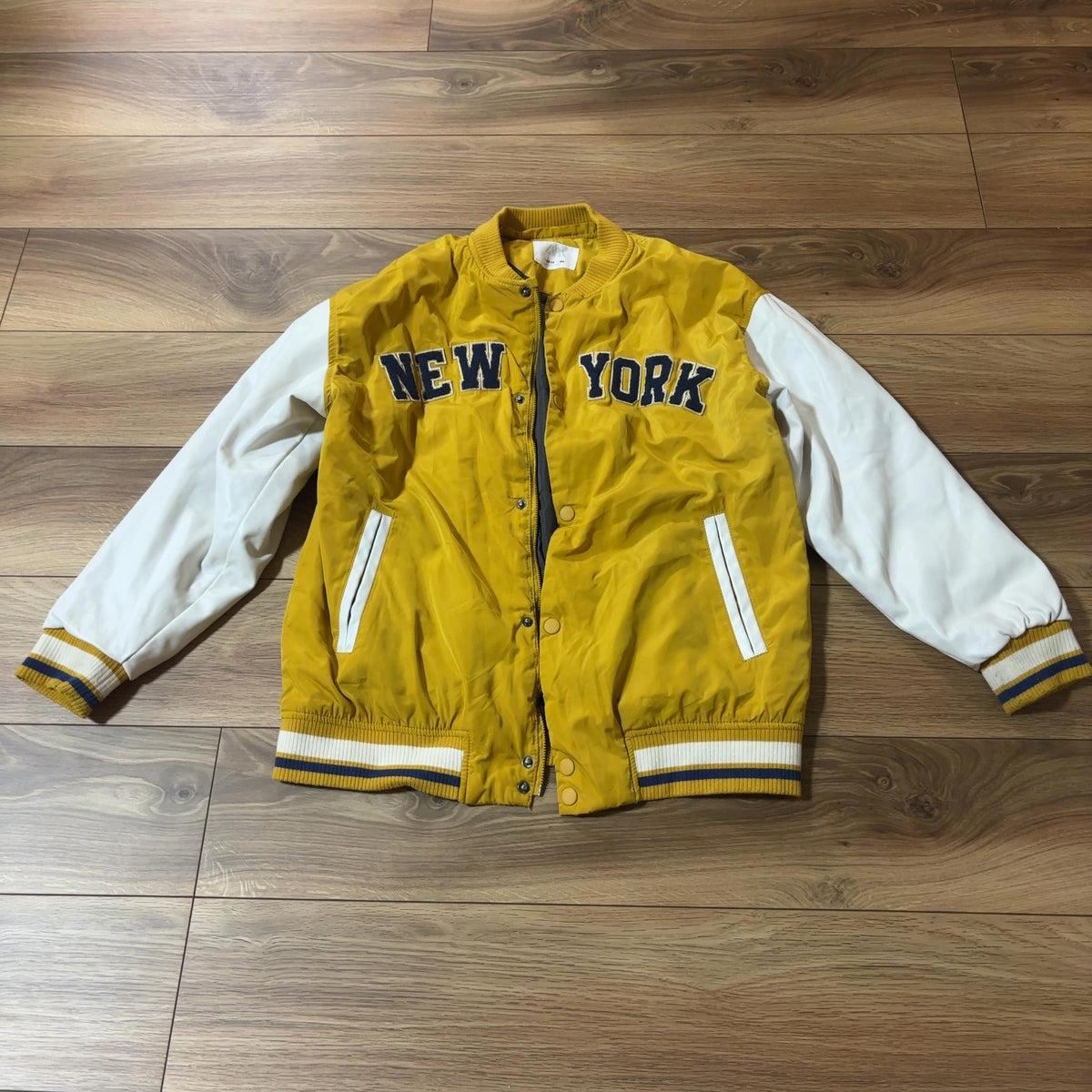 ZARA キッズ 中綿スタジャン イエロー ホワイト 160cm