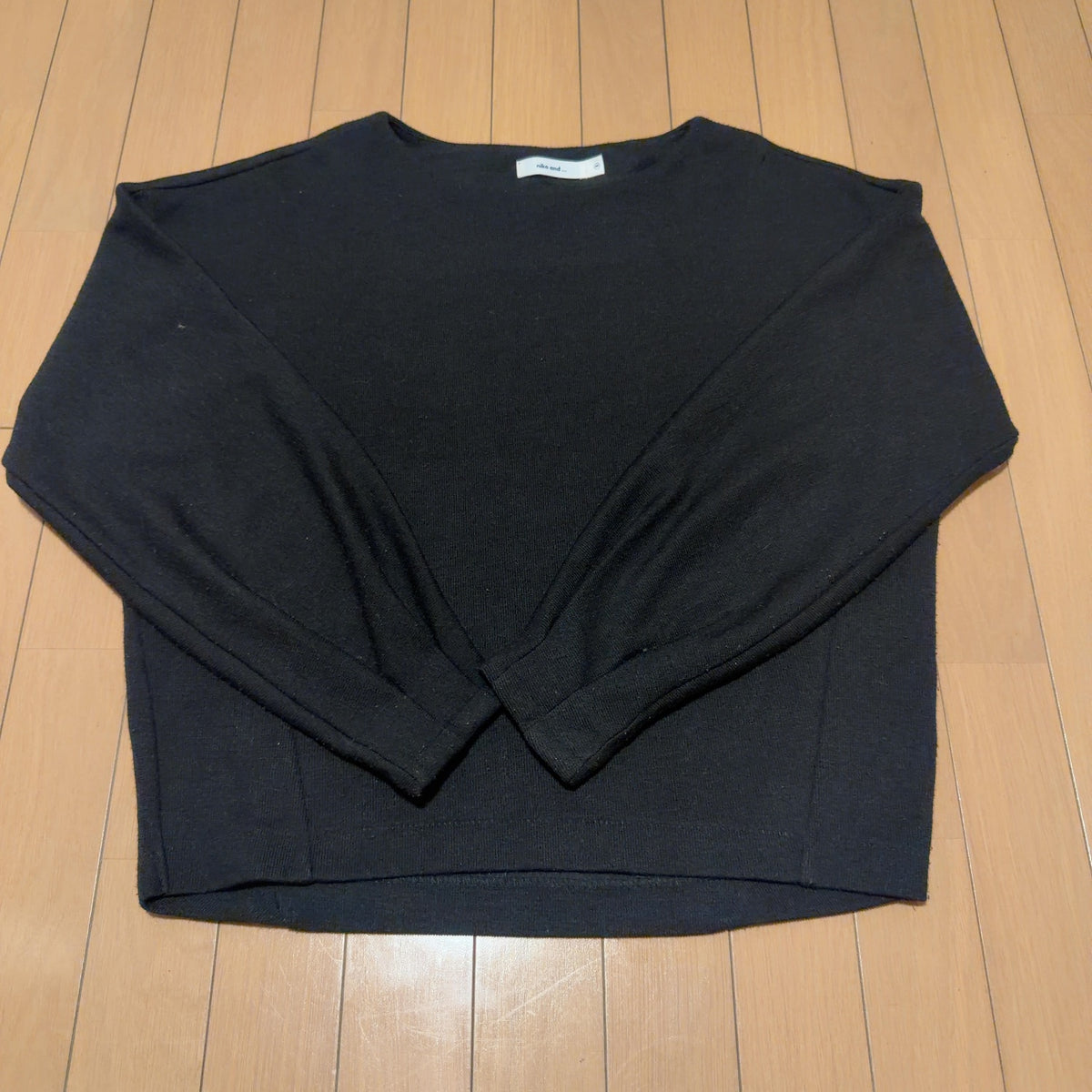 niko and... カットソー プルオーバー 黒 L ボートネック ストレッチ