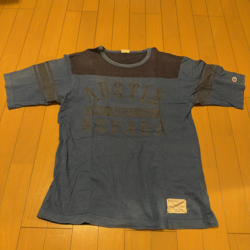 Champion フットボールTシャツ ブルー M ロチェスター ナンバリング
