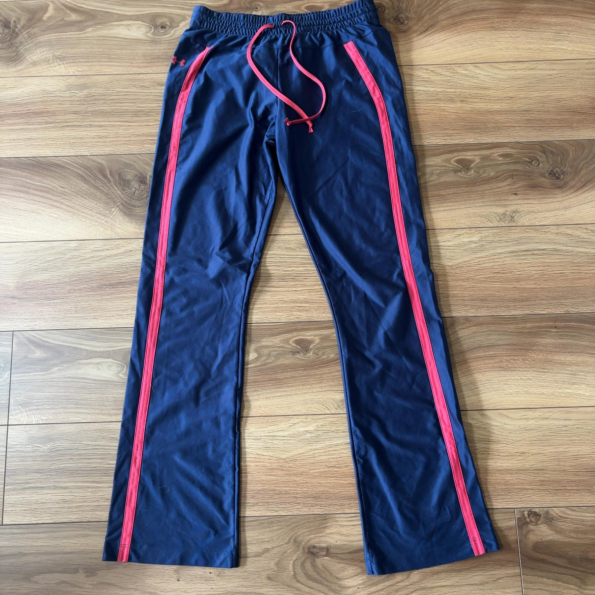 UNDER ARMOUR トラックパンツ ネイビー ピンク S サイドライン