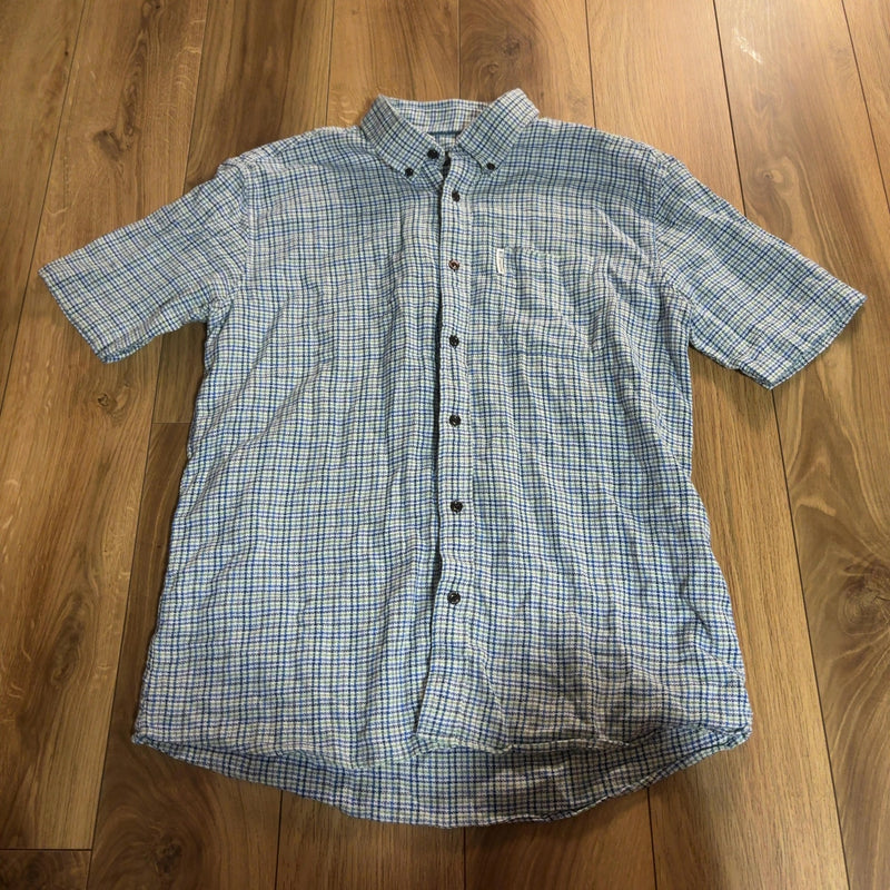U.P renoma 半袖シャツ 白 青 緑 2XL チェック 綿麻