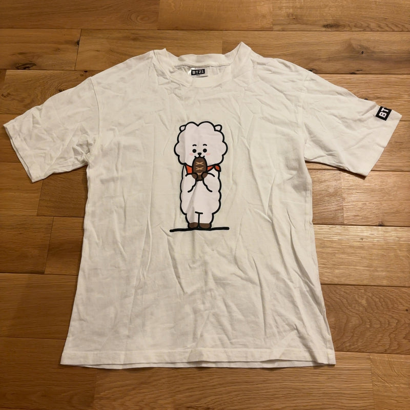 BT21 Tシャツ 白 M RJ アルパカ キャラクタープリント 半袖
