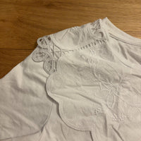 ZARA レースビッグカラー Tシャツ ホワイト S 半袖 刺繍