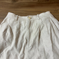 GLOBAL WORK 麻綿ワイドパンツ ベージュ L タック入り