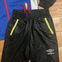 umbro ジャージ 上下セット 青 黒 150cm デサント製 シャドーストライプ