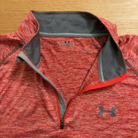 UNDER ARMOUR ハーフジップ半袖Tシャツ 赤 XL 杢柄 スポーツ