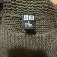 UNIQLO ウォッシャブル3Dクルーネックセーター カーキ M 3Dニット