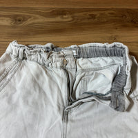 ZARA テーパードデニムパンツ ホワイト レディース XL ギャザーウエスト