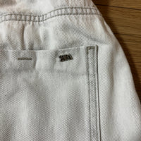 ZARA テーパードデニムパンツ ホワイト レディース XL ギャザーウエスト