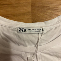 ZARA レースビッグカラー Tシャツ ホワイト S 半袖 刺繍