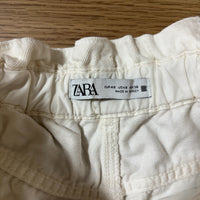 ZARA ホワイトデニムパンツ レディース XL ウエストゴム テーパード