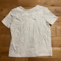 ZARA レースビッグカラー Tシャツ ホワイト S 半袖 刺繍