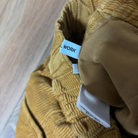 GLOBAL WORK コーデュロイワイドパンツ イエロー M タック 後ろゴム
