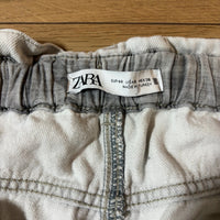 ZARA テーパードデニムパンツ ホワイト レディース XL ギャザーウエスト