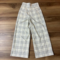 green label relaxing ウールチェックワイドパンツ 白 S