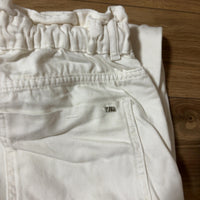 ZARA ホワイトデニムパンツ レディース XL ウエストゴム テーパード